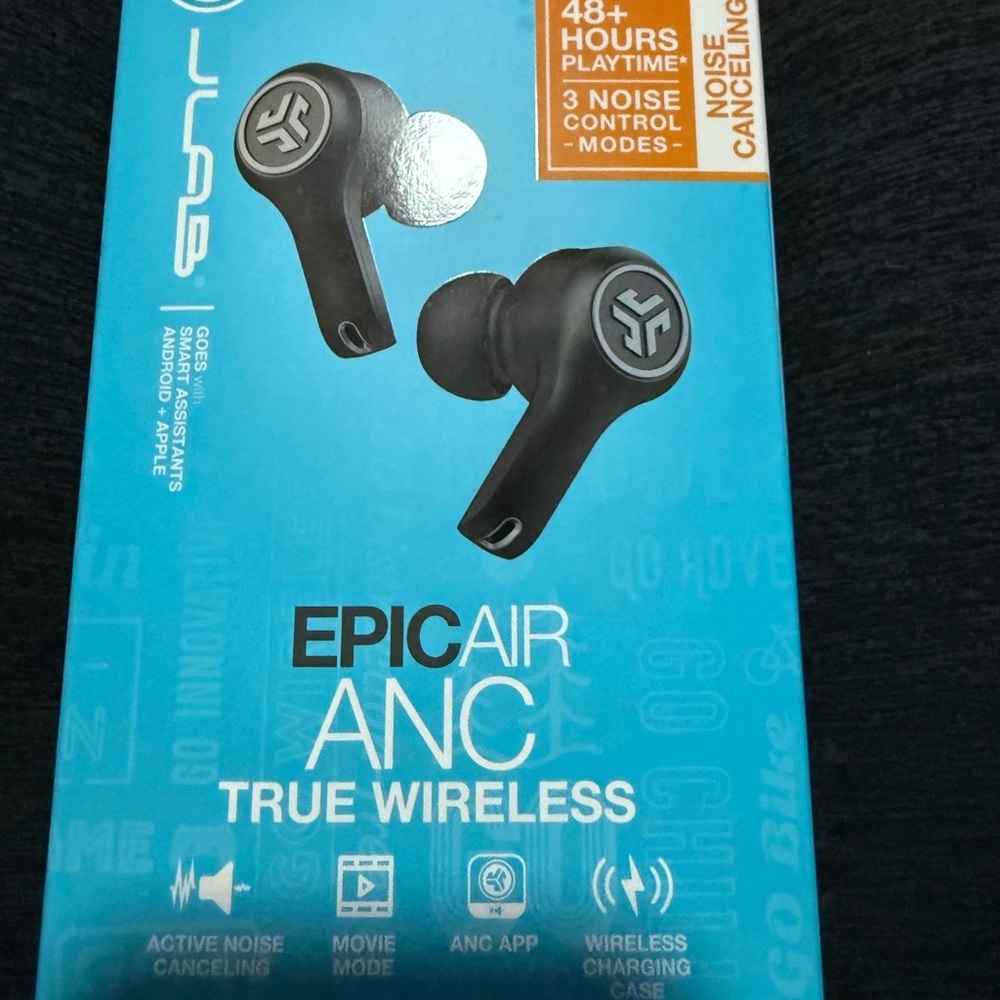 JLab Epic Air ANC True Wireless Earbud Headphones - Black new in box unopened